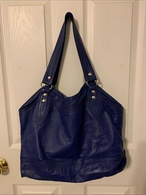 MODERNZEGE Deep Blue Leather Shoulder Bag